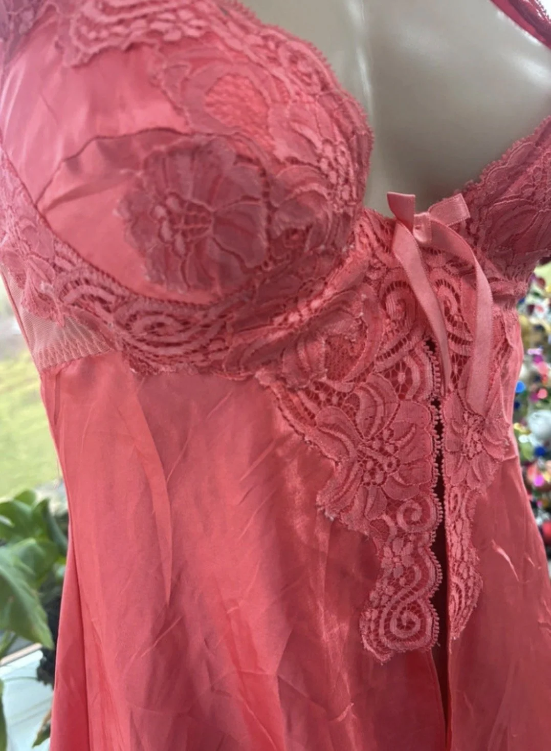 Silky Vintage Lace Cami with Bow