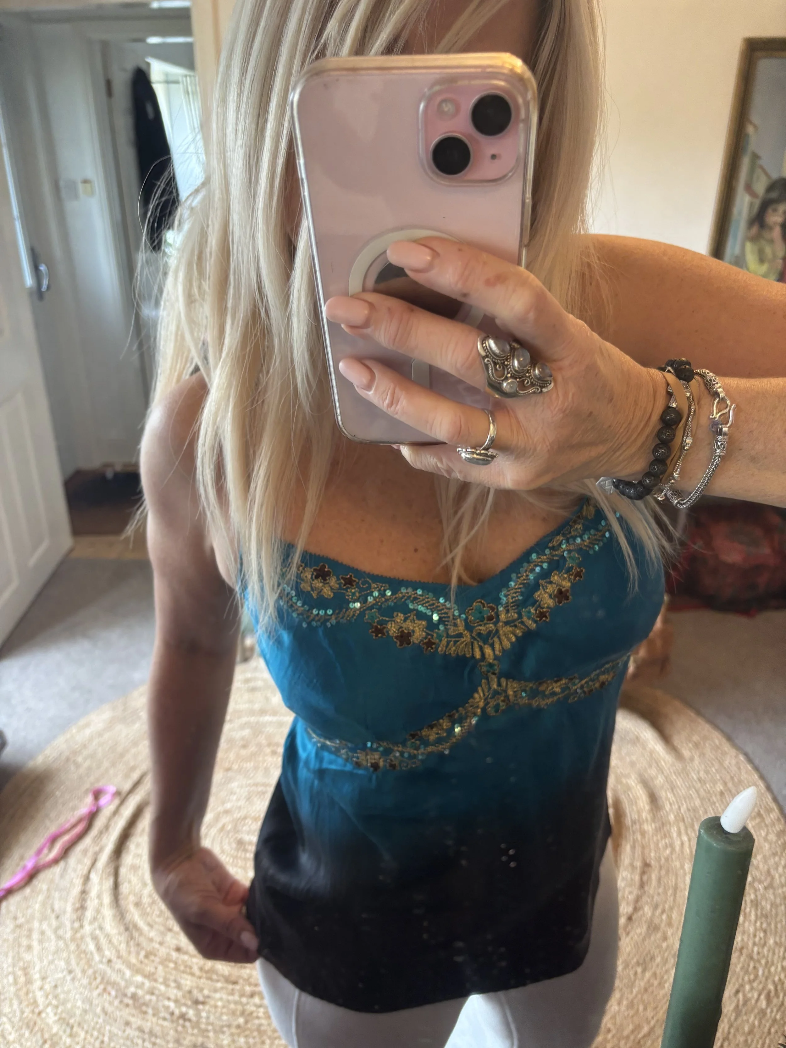 Sapphire blue silk cami S