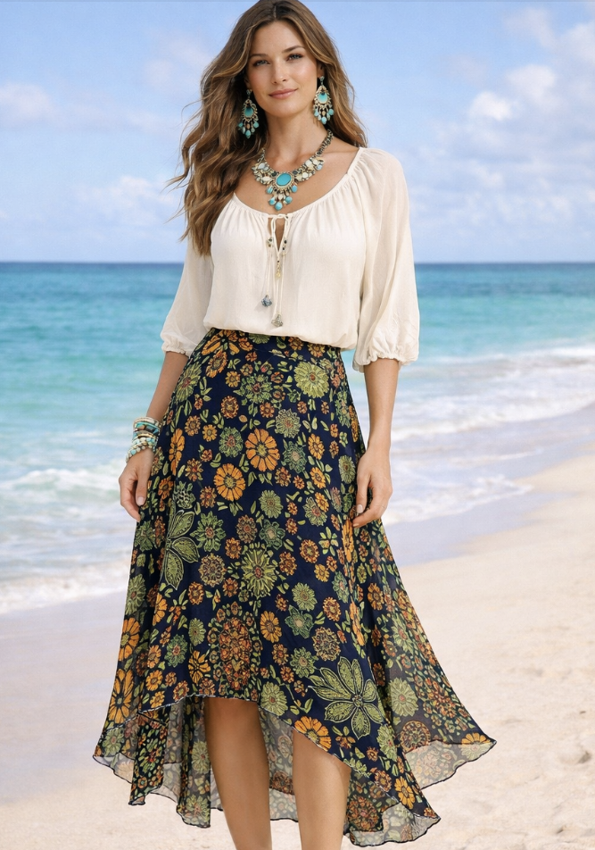 Gorgeous fairy forest skirt 100% silk S