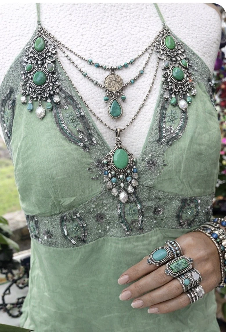 Enchanting 100% Silk Green Cami M