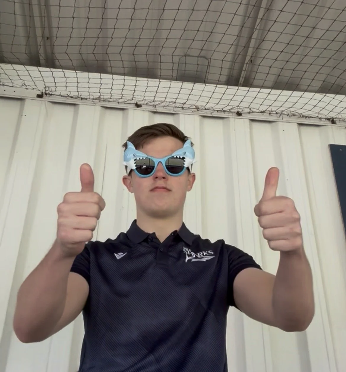 Simon Reynolds with Shark Glasses on Presenting for the Sale Sharks Women in the PWR in 2025
