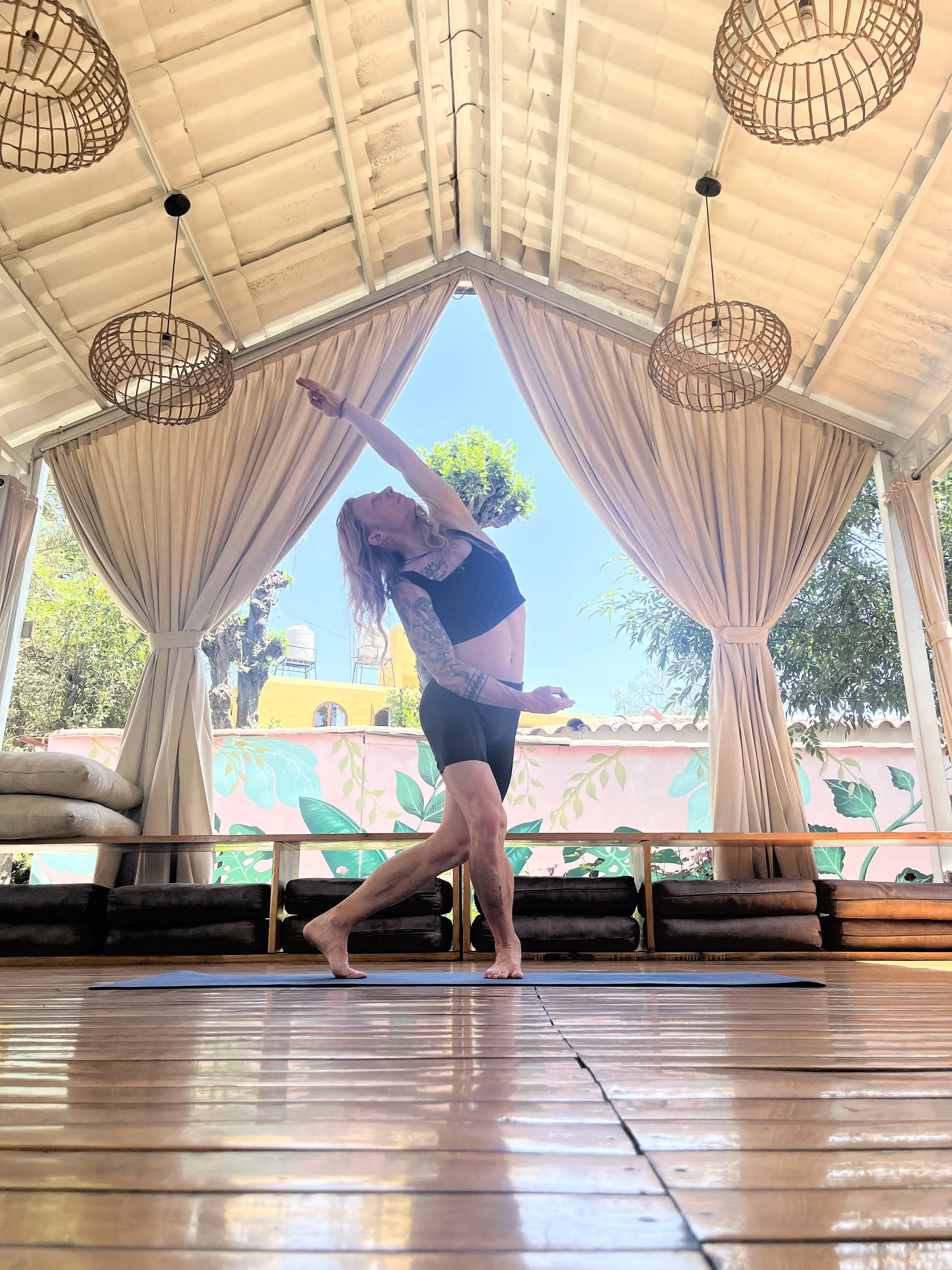 joey doing a standing yoga dance asana