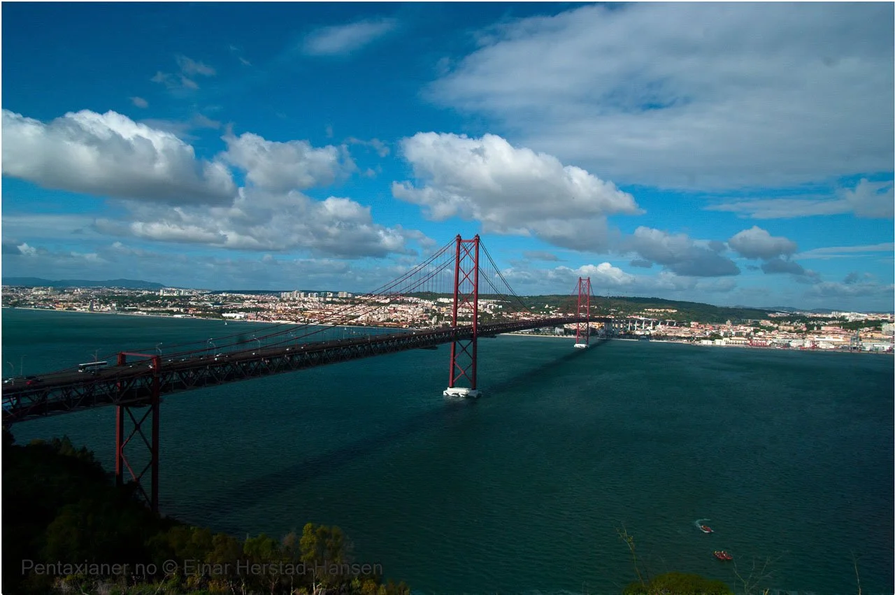 The 25 de Abril bridge in Lisbon, Portugal. 