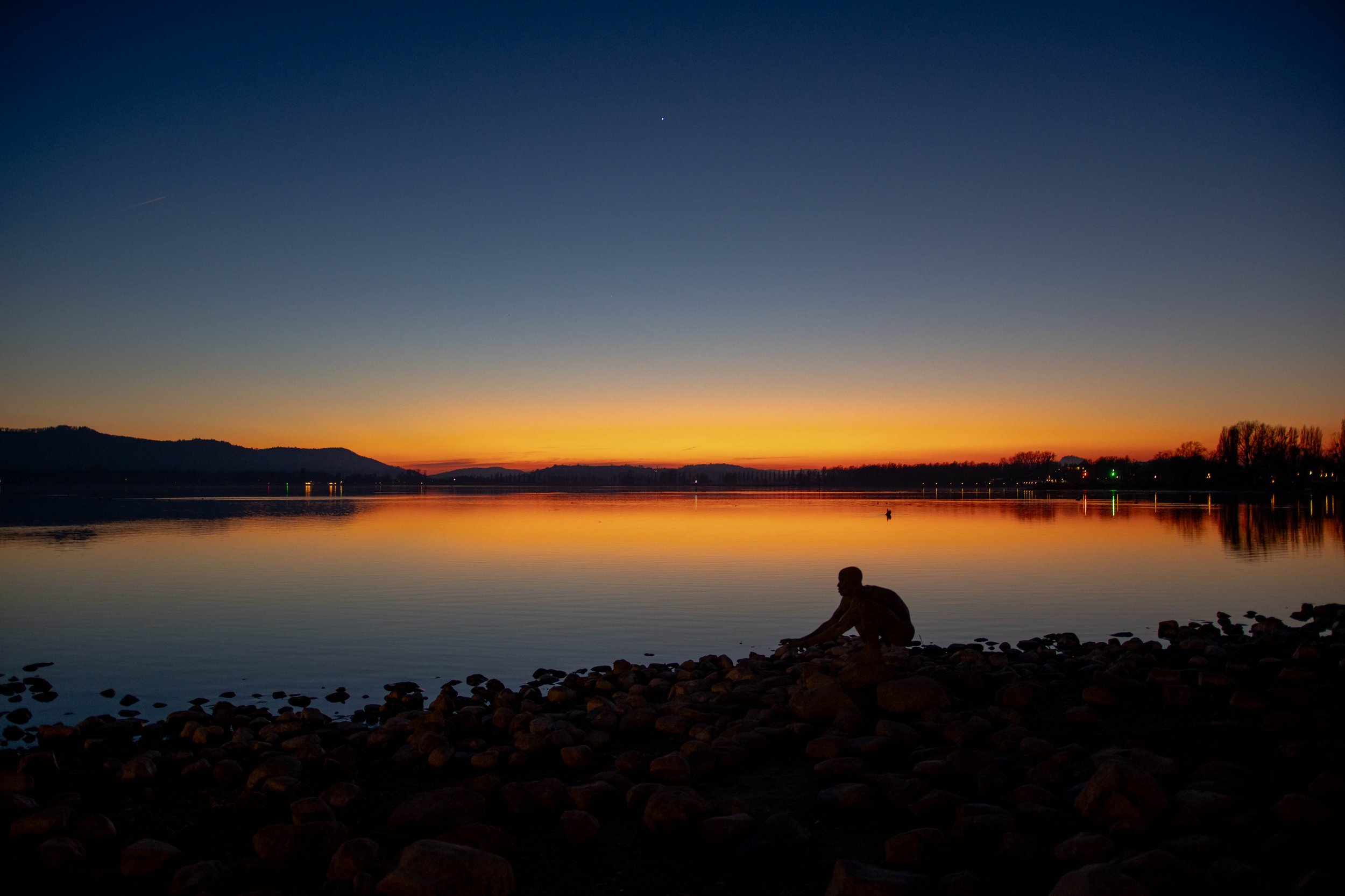 Sunset at Untersee (branch of Bodensee) in Radolfzell am Bodensee.