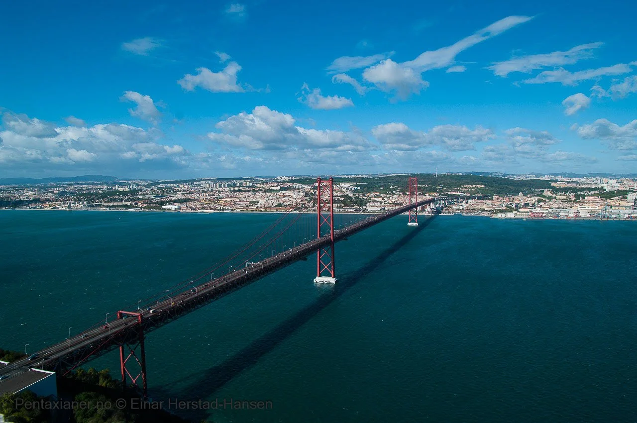 Another picture of the 25 de Abril Bridge in Lisbon, Portugal. 