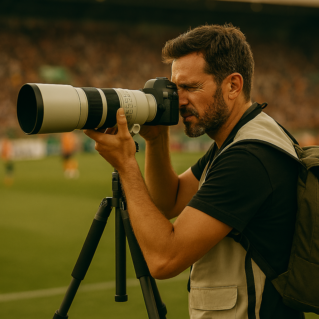 Example of sports photographer. Image created with Copilot.