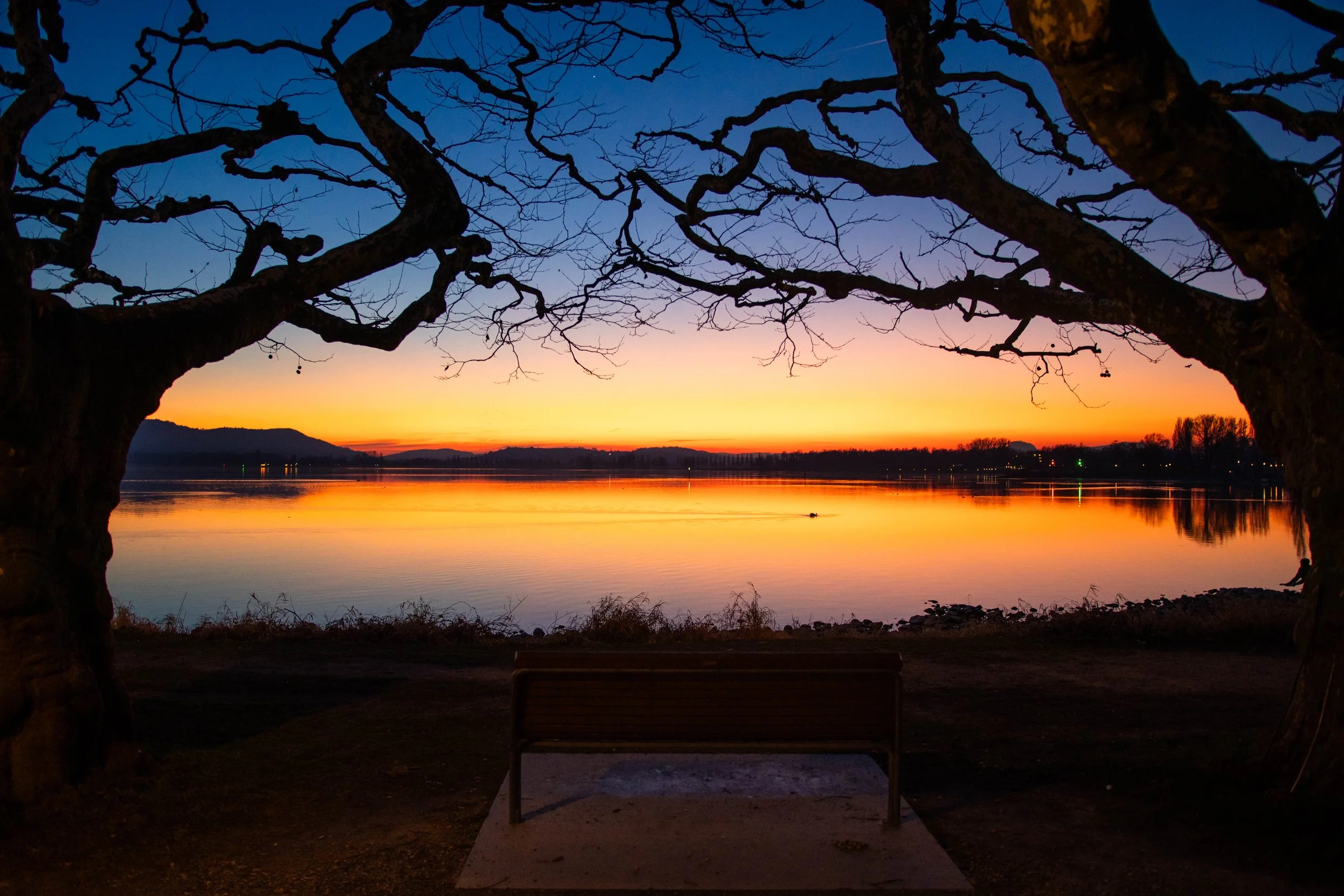Sunset at Untersee (branch of Bodensee) in Radolfzell am Bodensee.