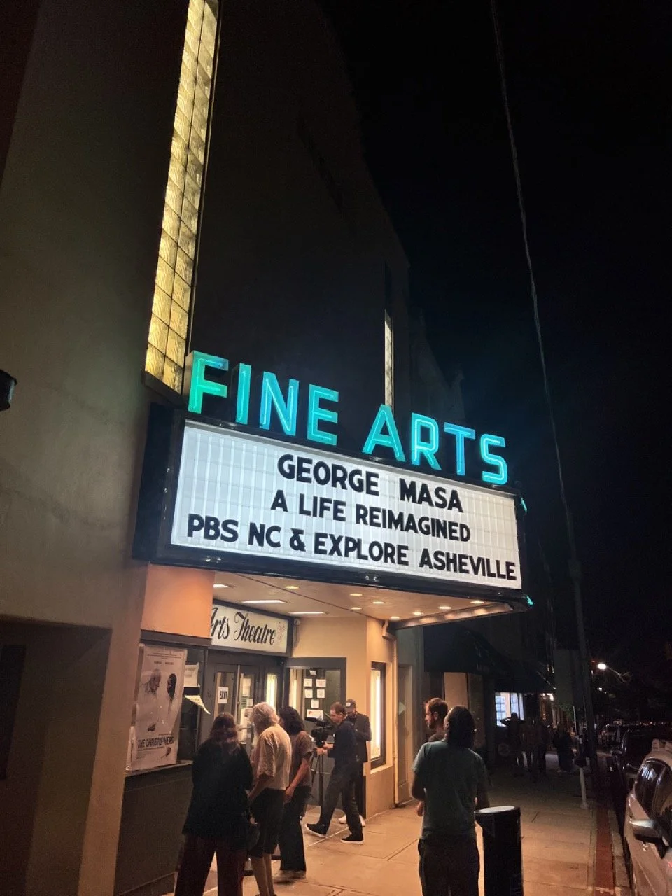 A crowd gathers for the second screening of "A Life Reimagined: The George Masa Story" at Asheville's Fine Arts Theater, April 29th, 2026