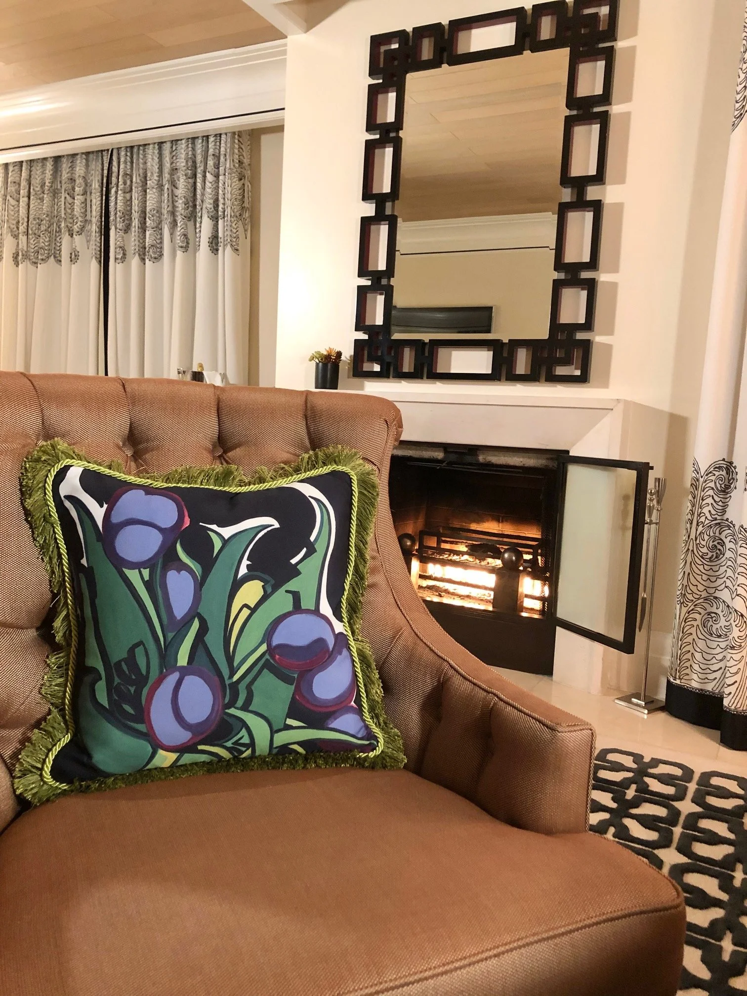 Luxury Art Pillow Purple Tulips