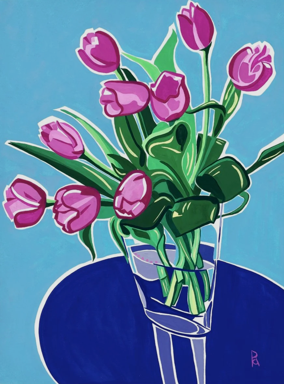 Pink tulops on deco table.png