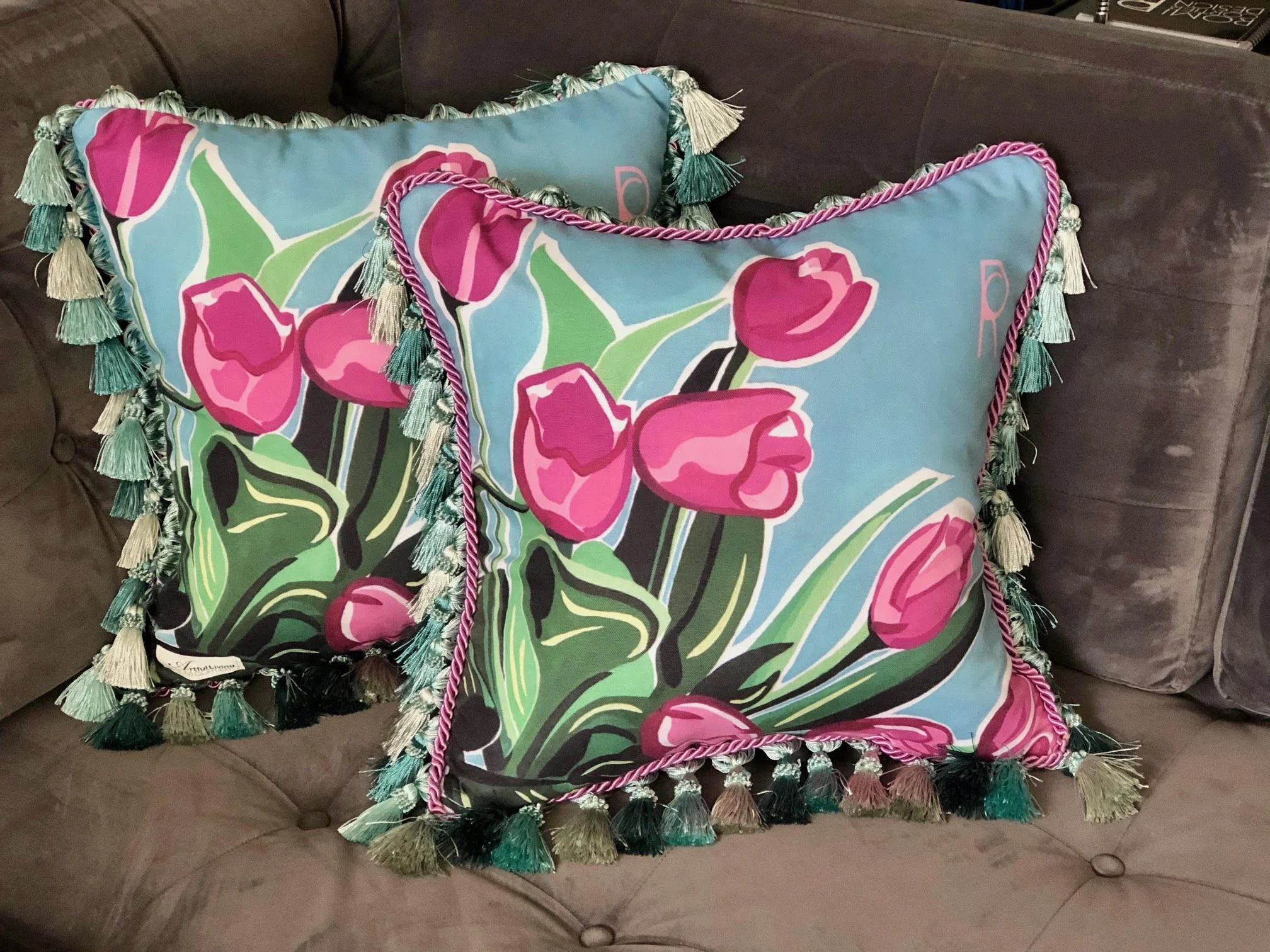Luxury Art Pillow Pink Tulip