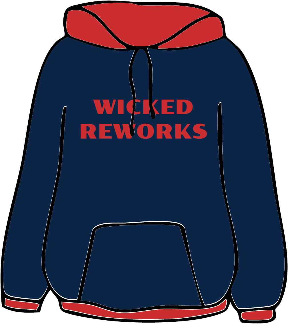 Wicked reworks upcycled hoodie made from thrifted materials