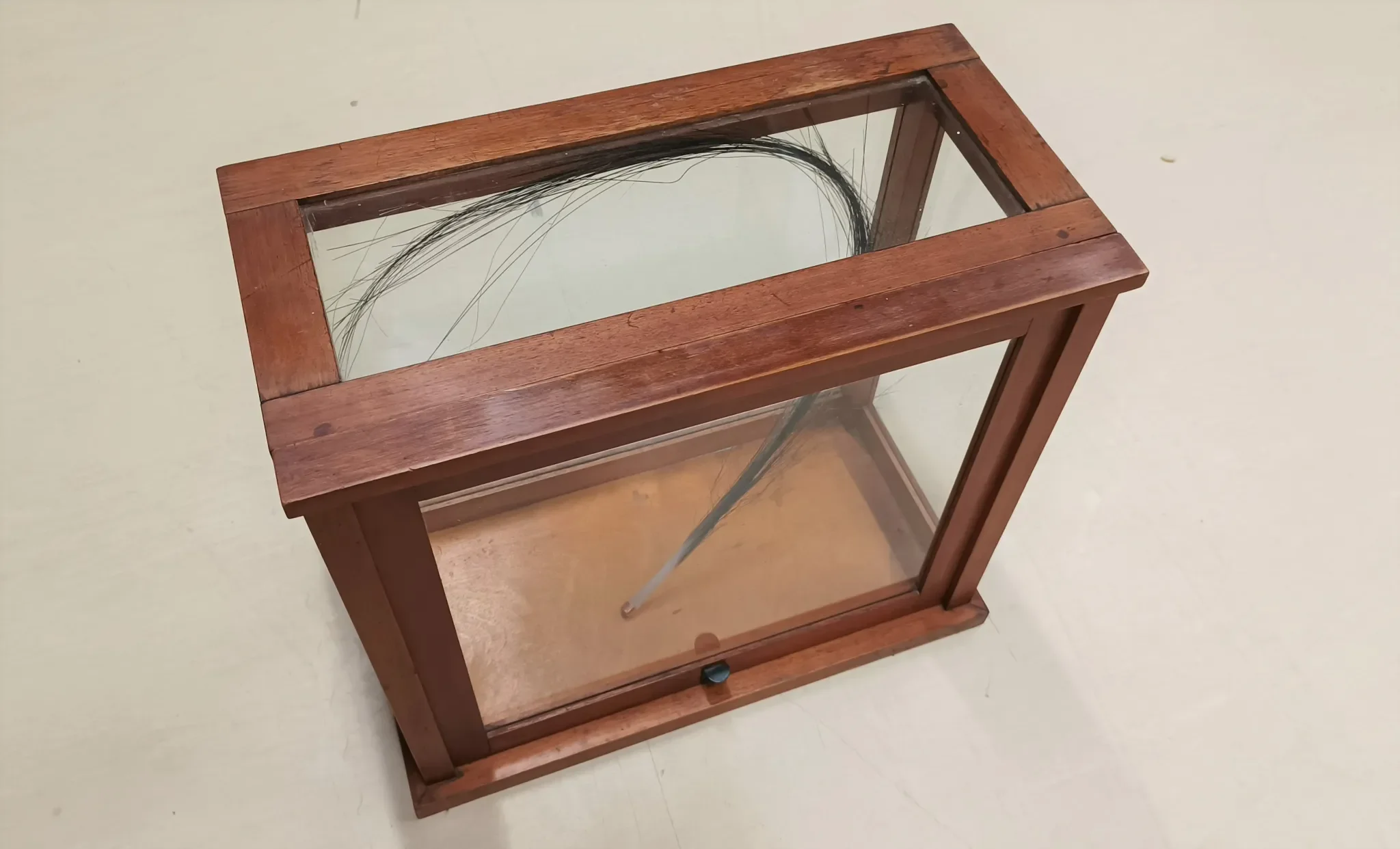 Box, borosilicate glass lock of hair