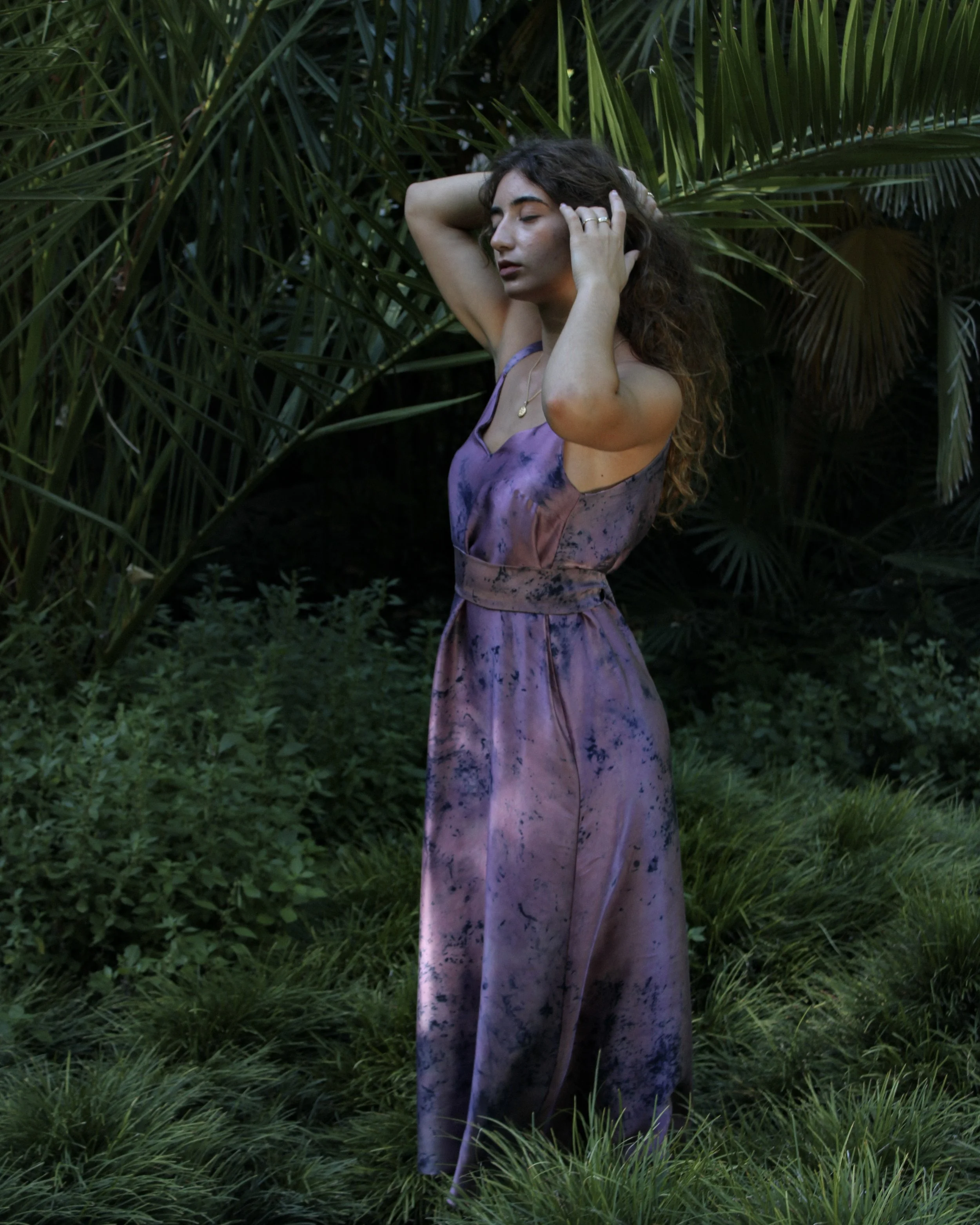 Moonlit Orchid Long Silk Dress