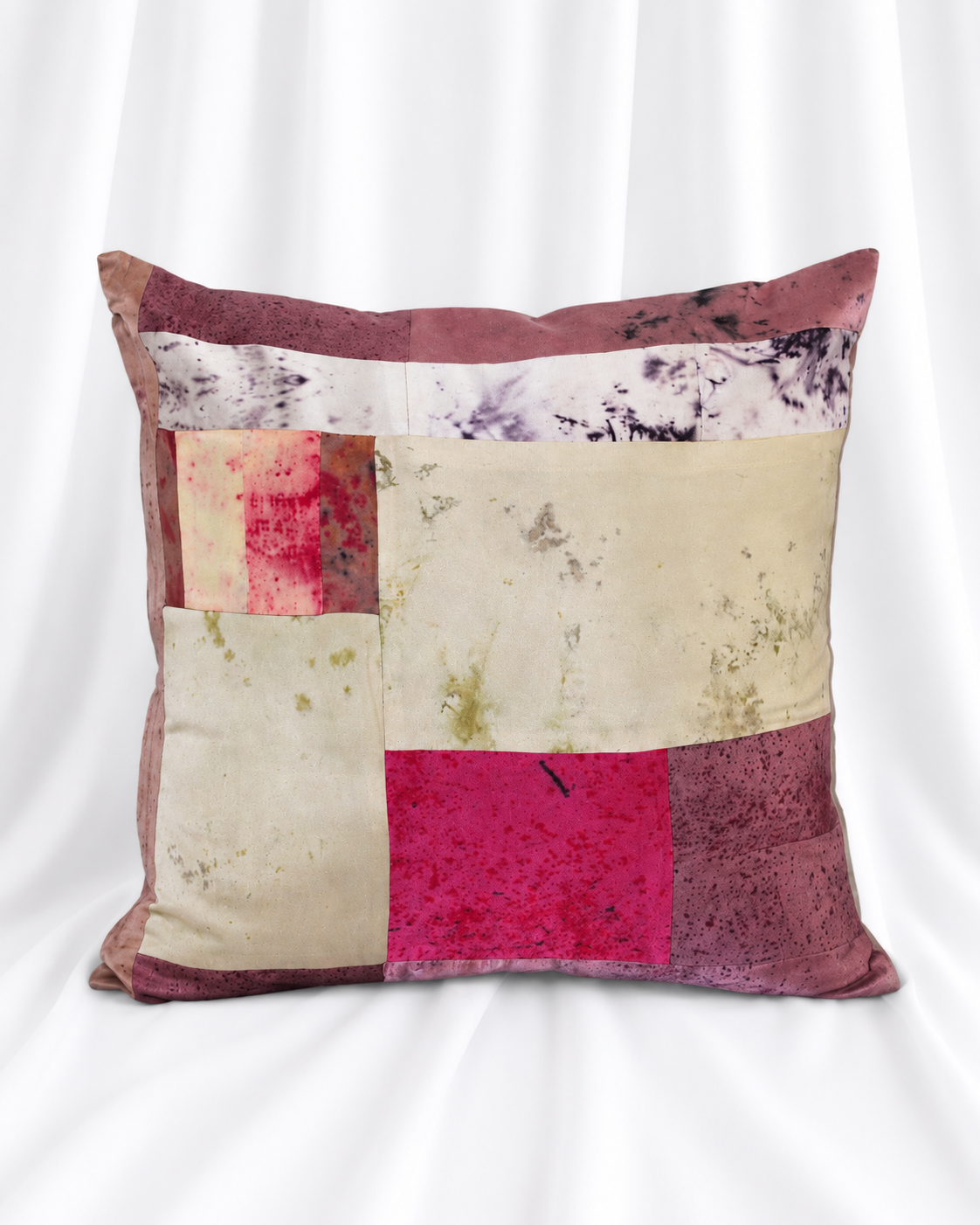 Naturally Dyed Silk Patchwork Cushion