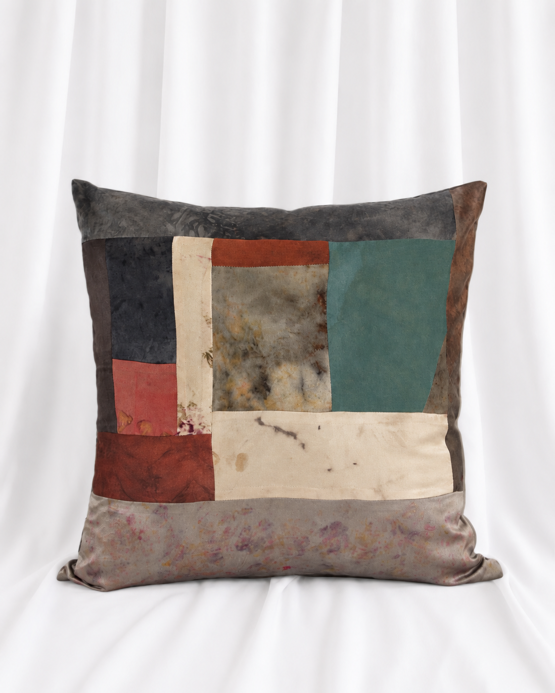 Naturally Dyed Silk Patchwork Cushion