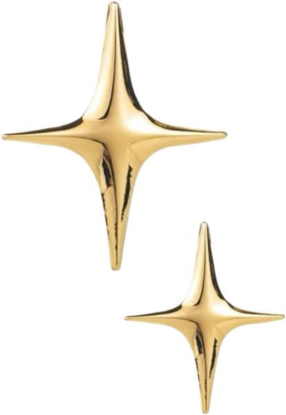 Two gold star-shaped balloons floating against a white background.