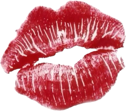 Red lipstick kiss mark on a white background.