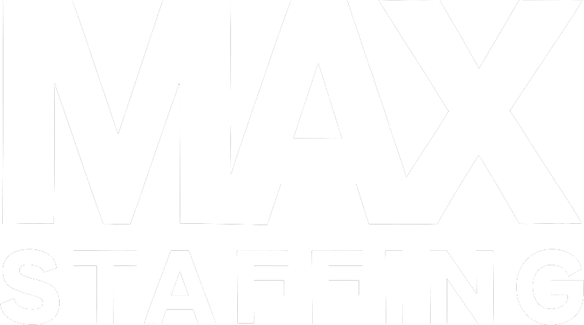 Max Staffing logo in black and white