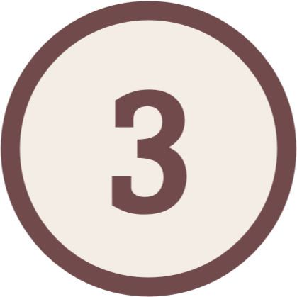 Number three icon with a brown border and white background.