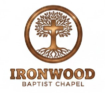 Logo of Ironwood Baptist Chapel featuring a tree within a circular wooden border and the chapel's name beneath.