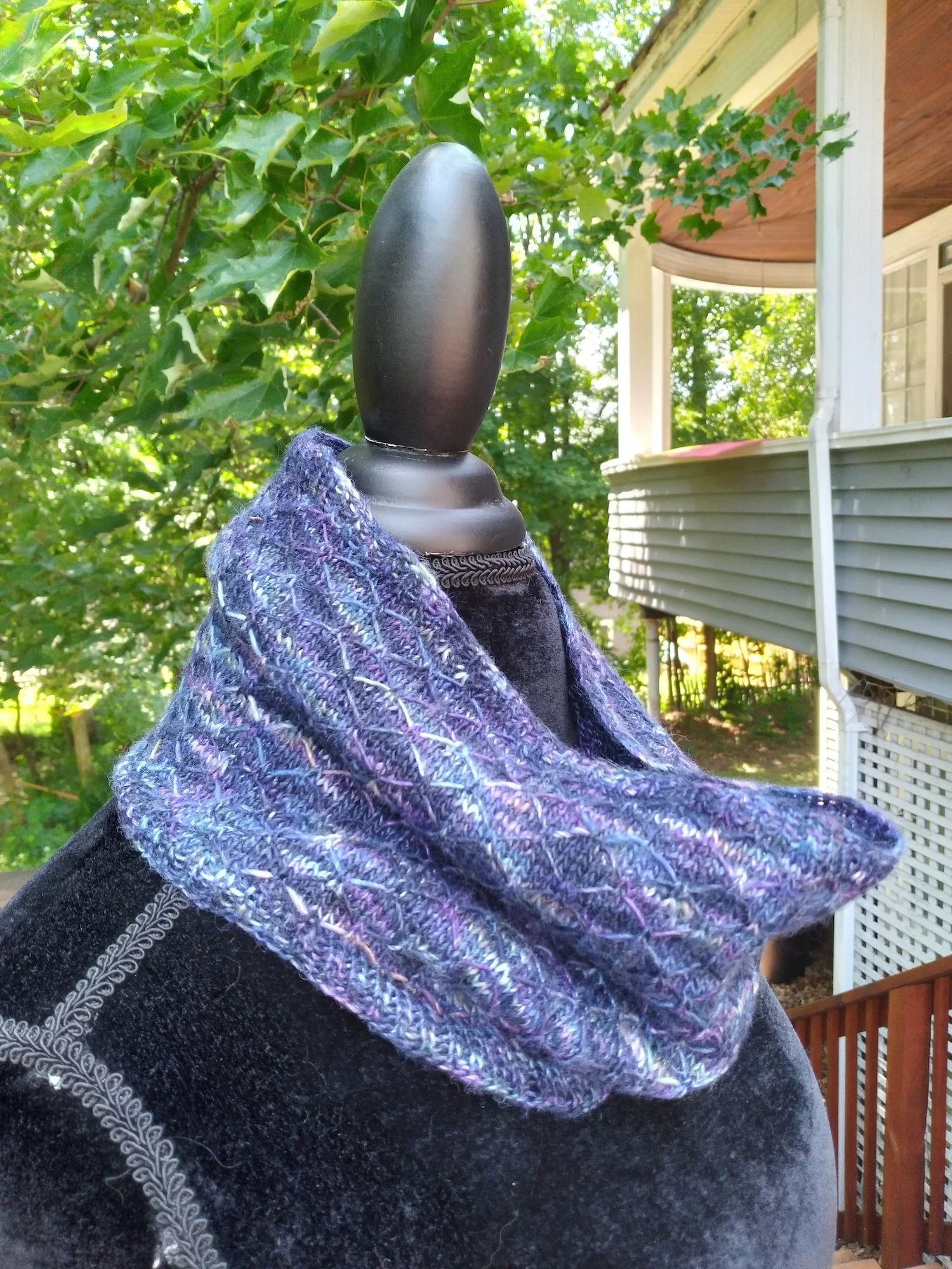 handknit blue cowl