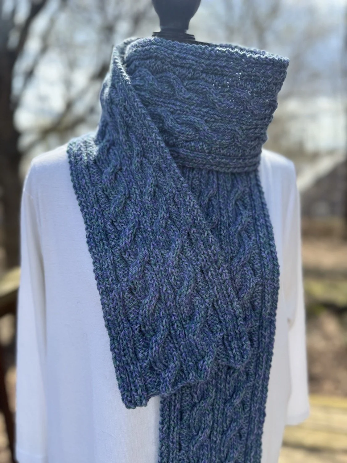 Blue Cabled Scarf