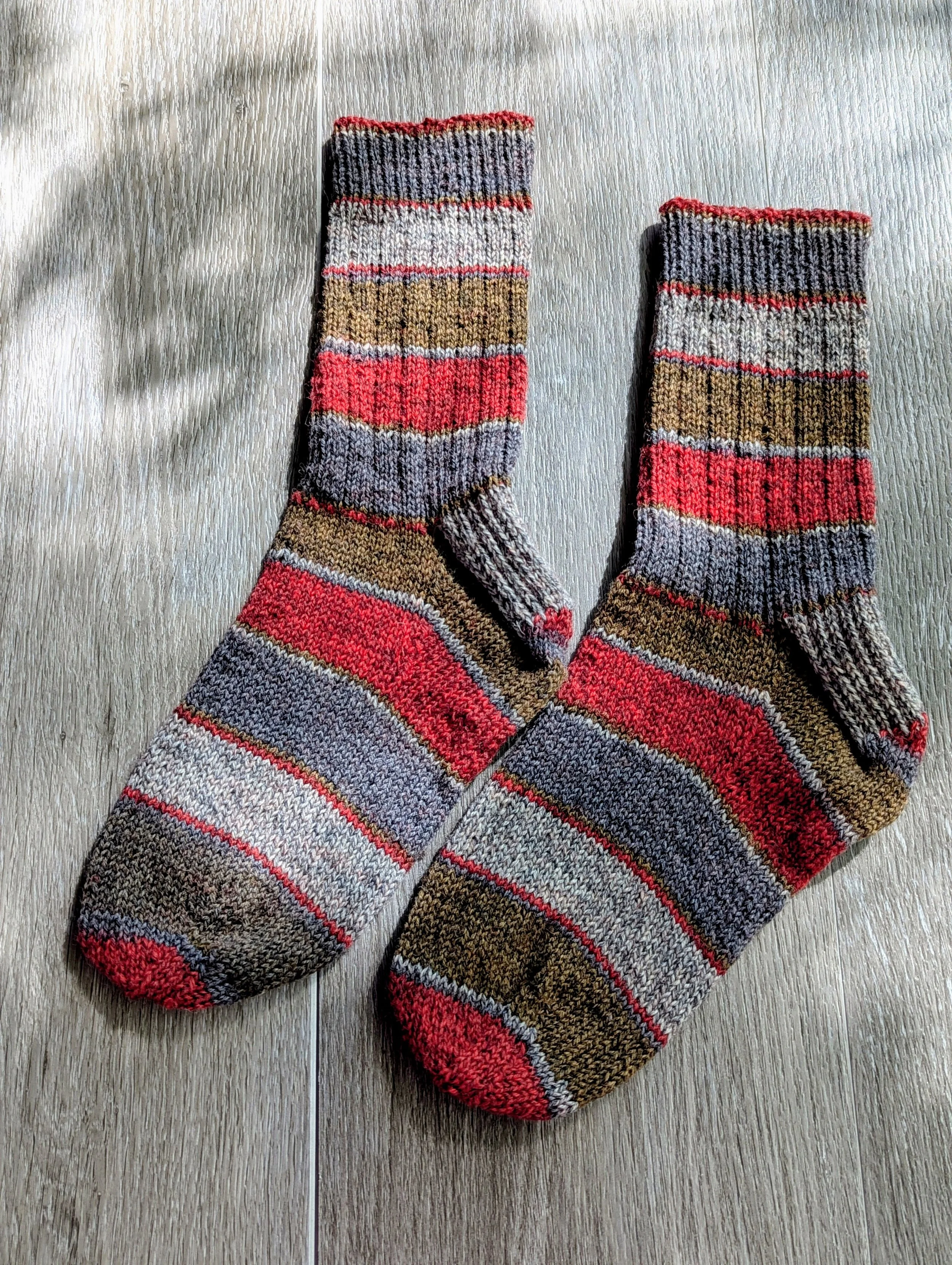 Handknit-Striped Socks - Browns-and-Reds.jpg