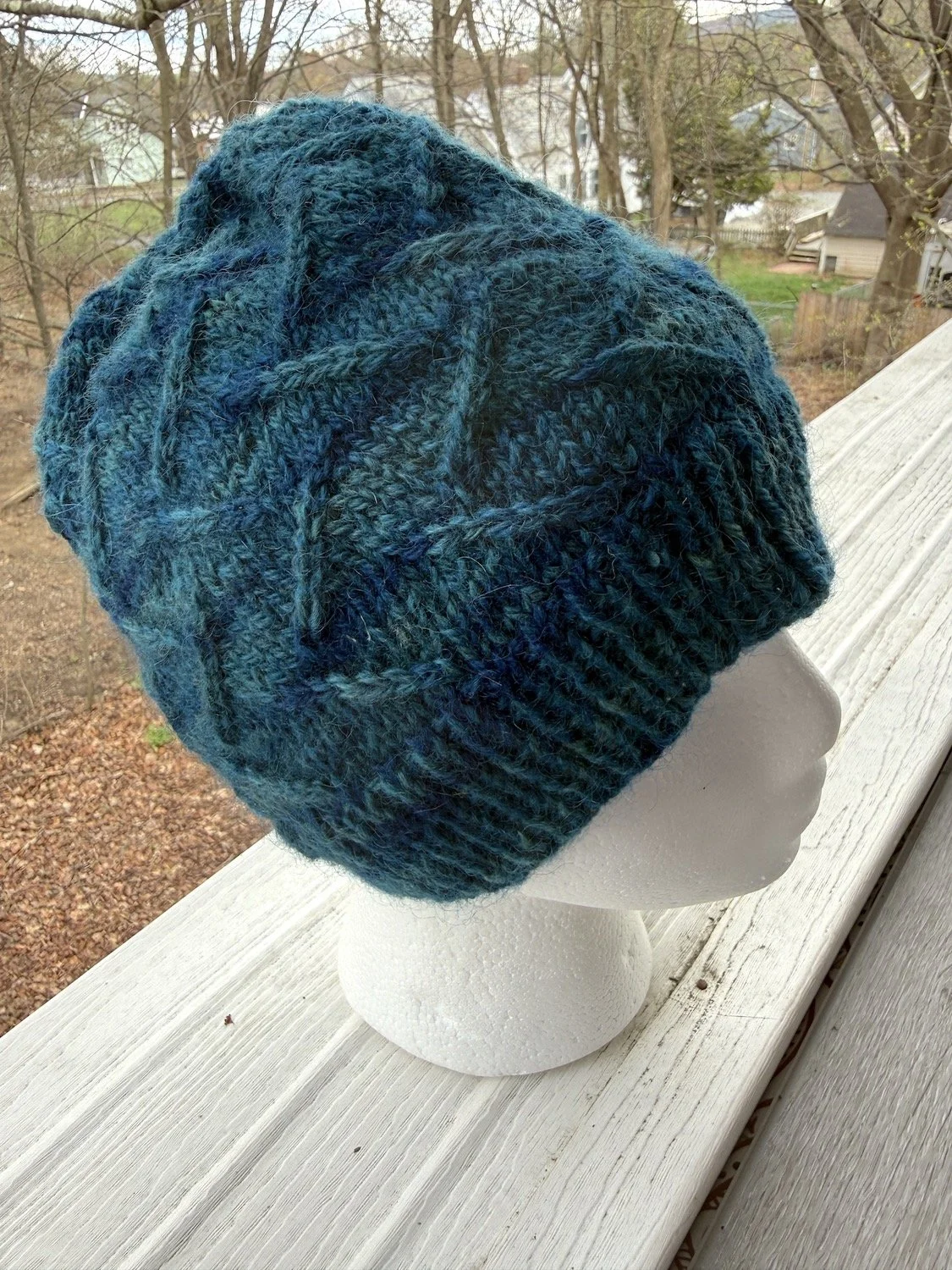 Shades of the Ocean Zig-Zag Hat knit in blue green merino-1.JPG.JPG