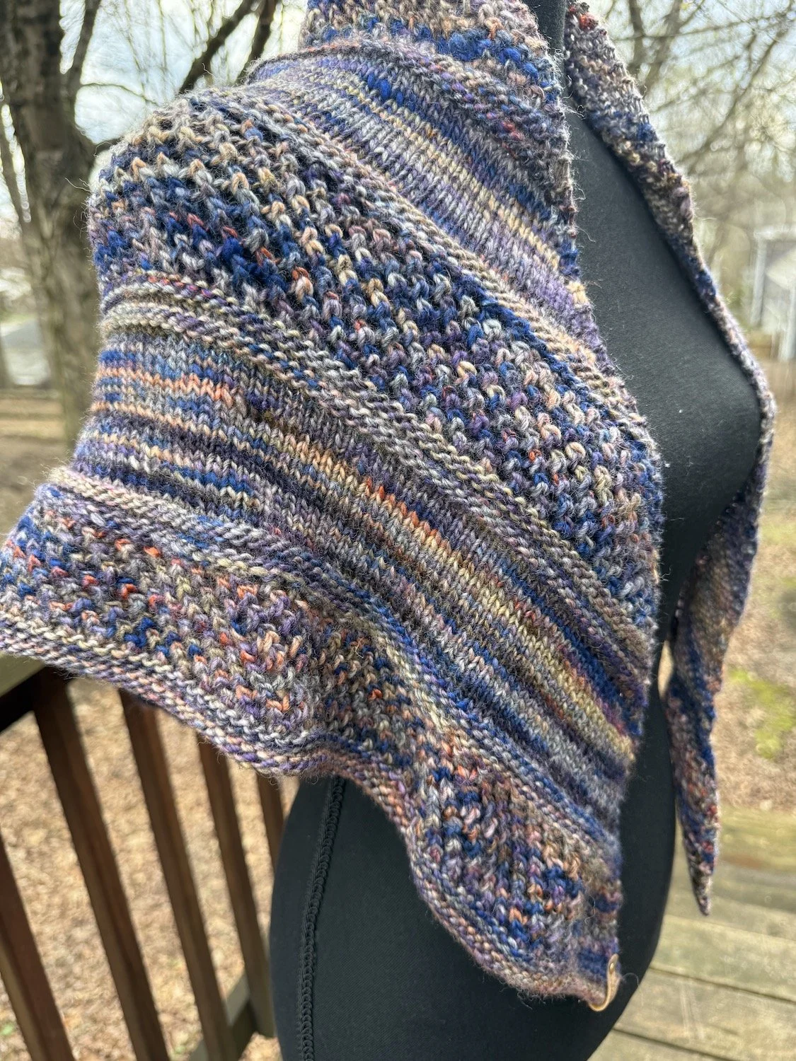 Layers and Lace Shawl handknit in browns and blue tones-3.JPG