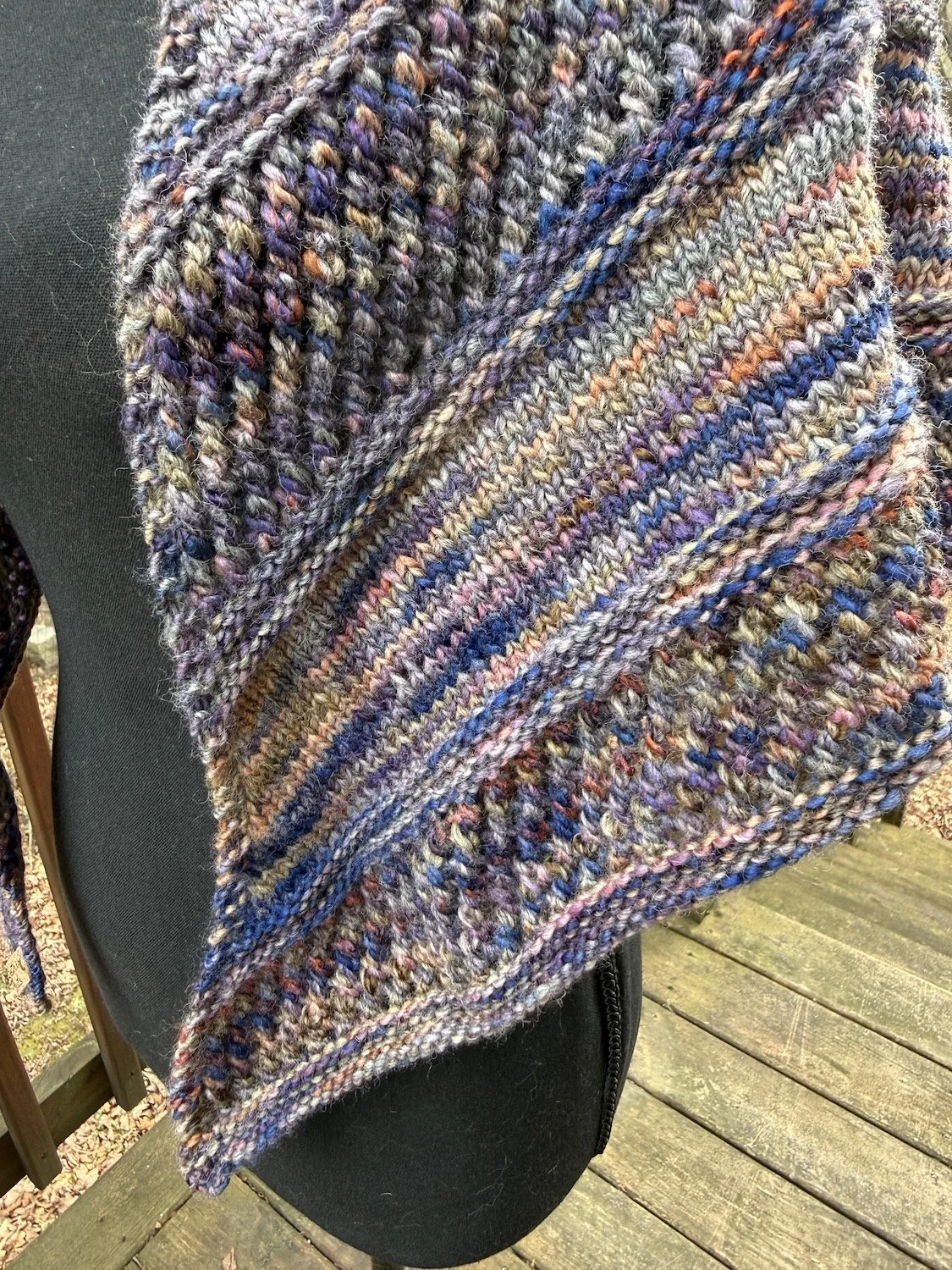Layers and Lace Shawl handknit in browns and blue tones-4.JPG