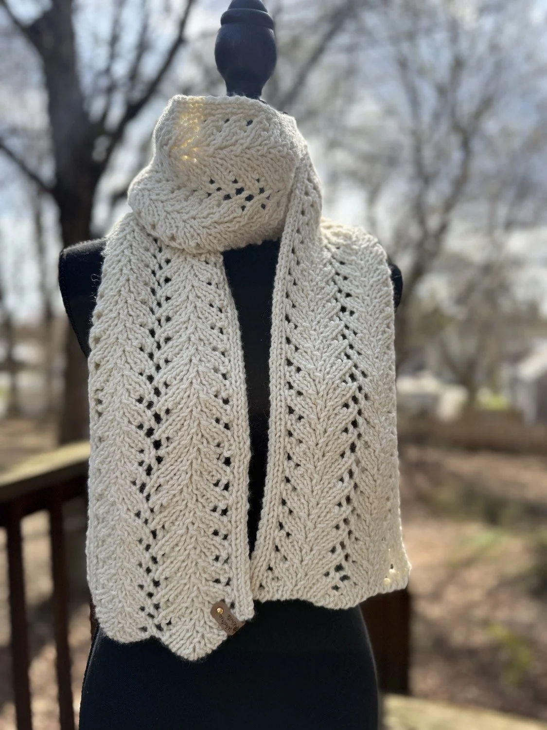hand-knit Ivory Reversable Lace Scarf.jpg