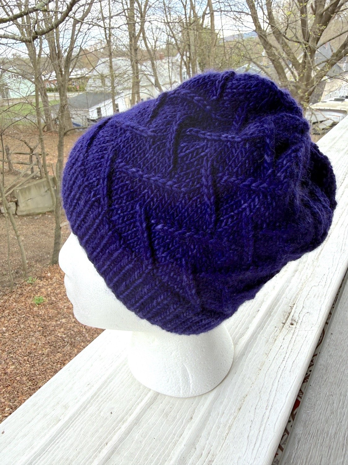 Purple zig zag pattern beanie hand-knit in a merino and alpaca blend.JPG