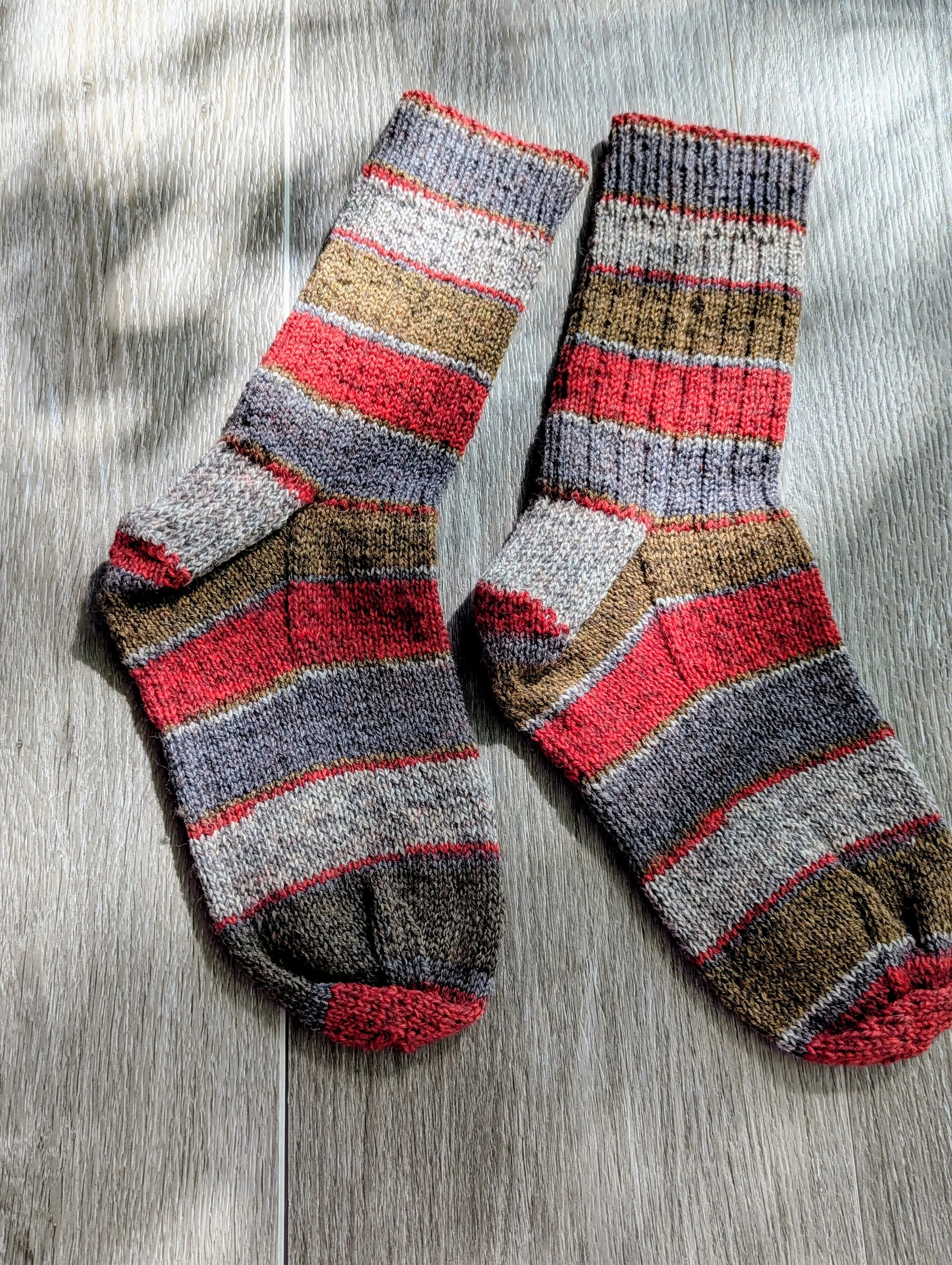 Handknit-Striped Socks - Browns-and-Reds-2.jpg