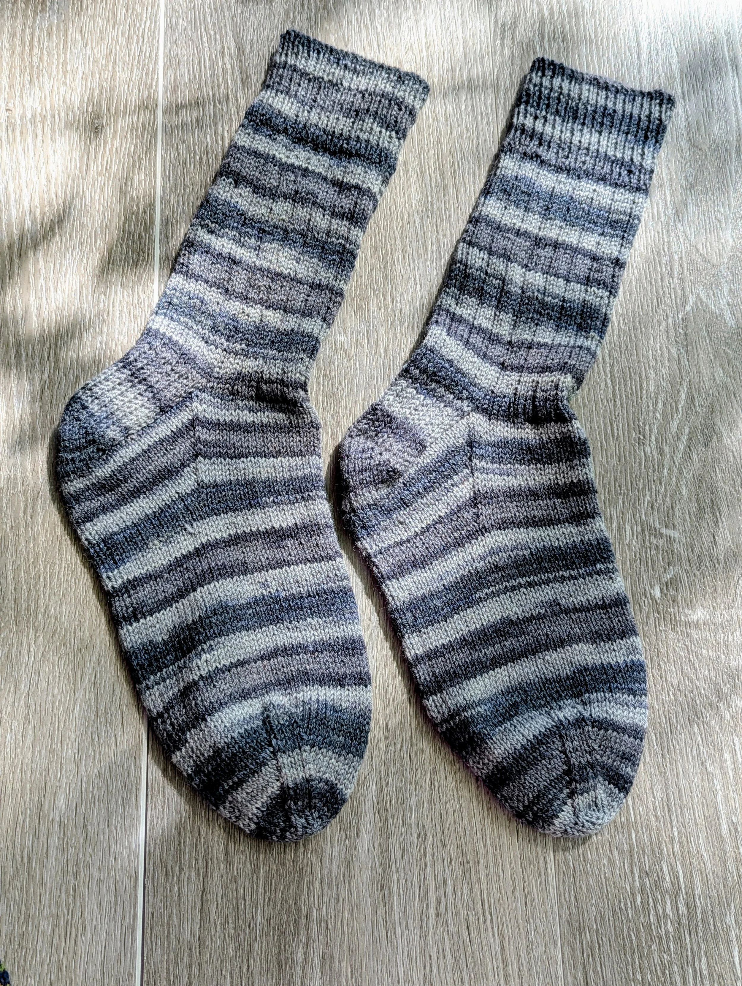 Handknit-Stiped Socks - Shades of Grey~1.jpg