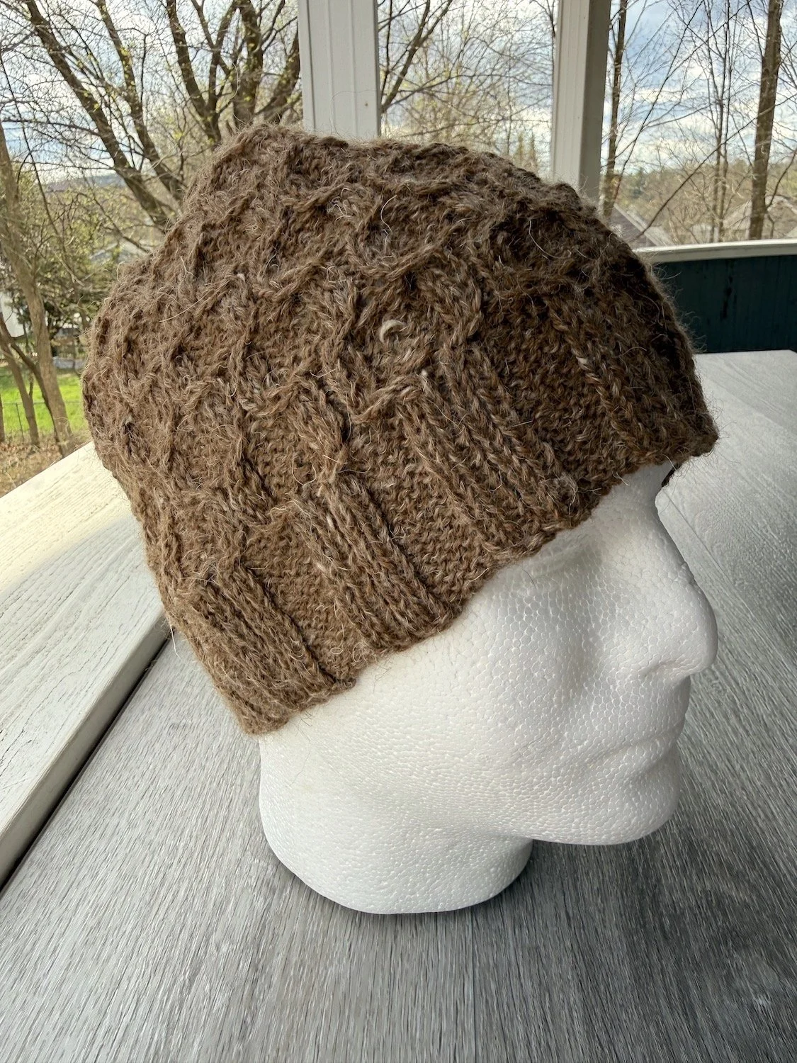 Light brown Honeycomb Beanie knit with a merino and alpaca blend-b.JPG