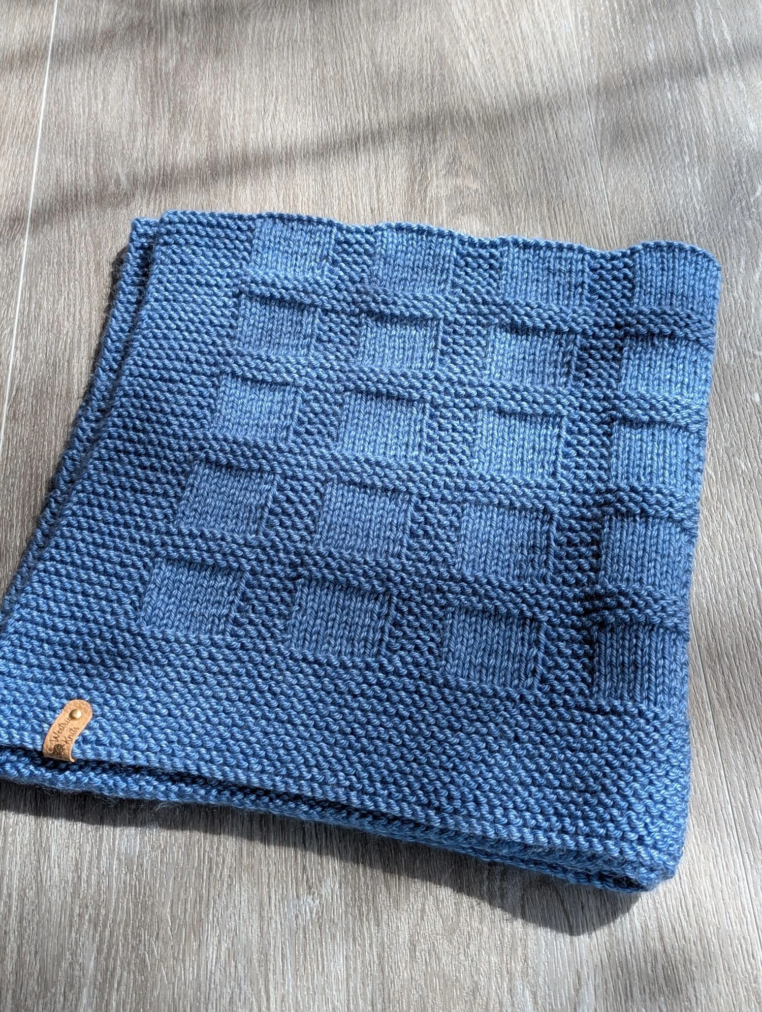 One Sweet Baby Blanket-hand-knit in blue-measures 24-x-24".jpg