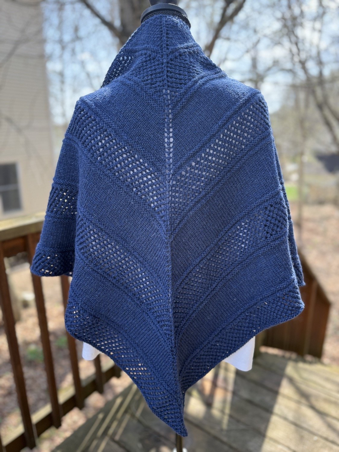 Layers and Lace Shawl - Handknit in blue heathered merino-3.jpg