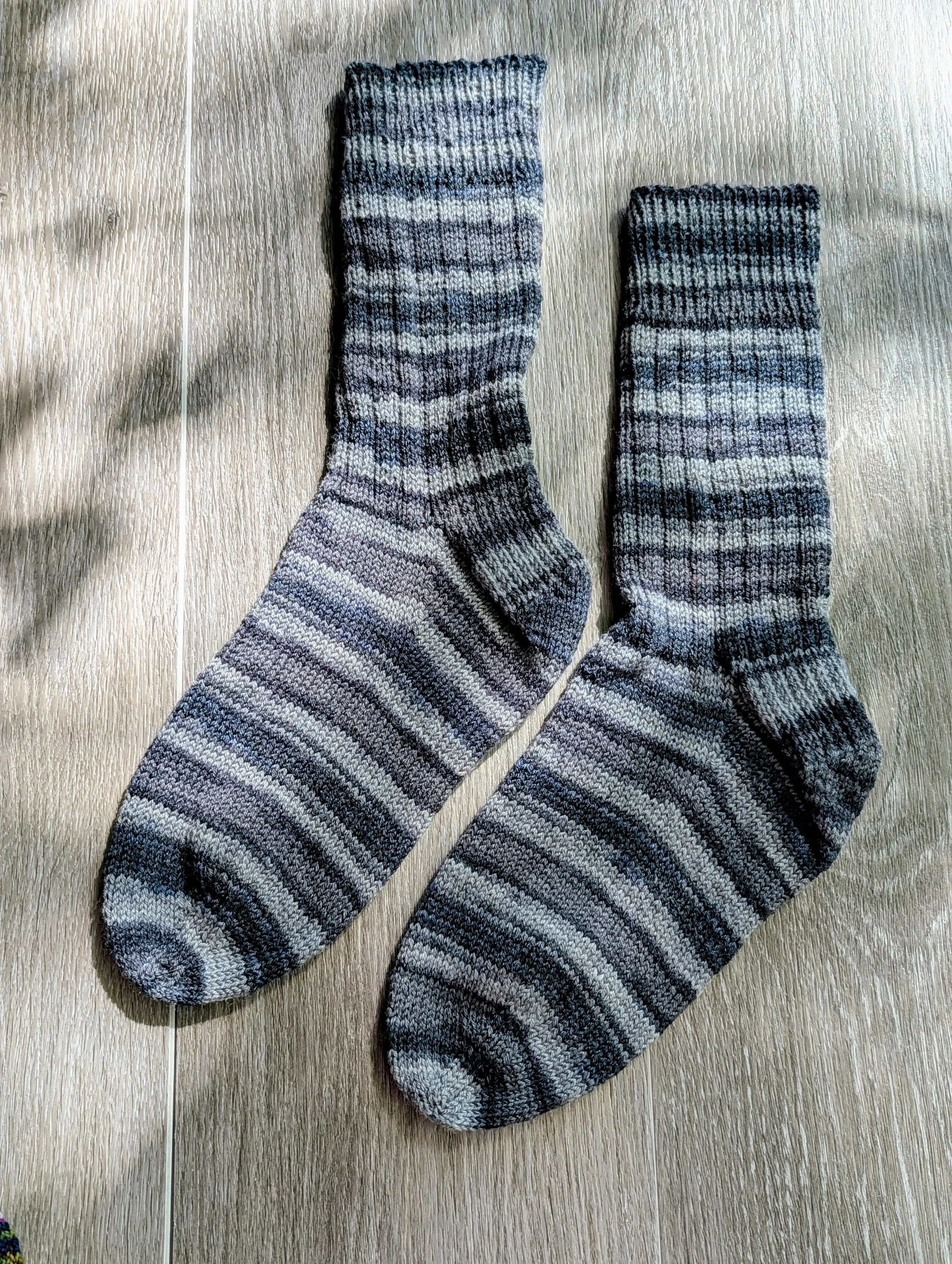 Handknit-Stiped Socks - Shades of Grey~2.jpg