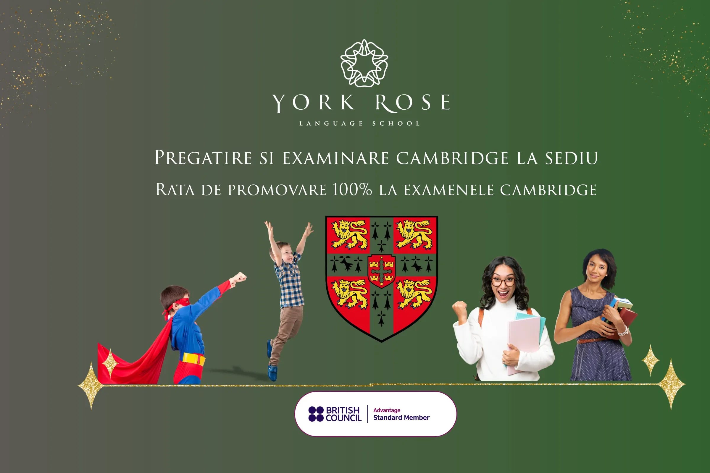 York Rose Language School Constanța – pregătire și examinare Cambridge pentru copii și adolescenți, centru asociat British Council, rată de promovare 100%