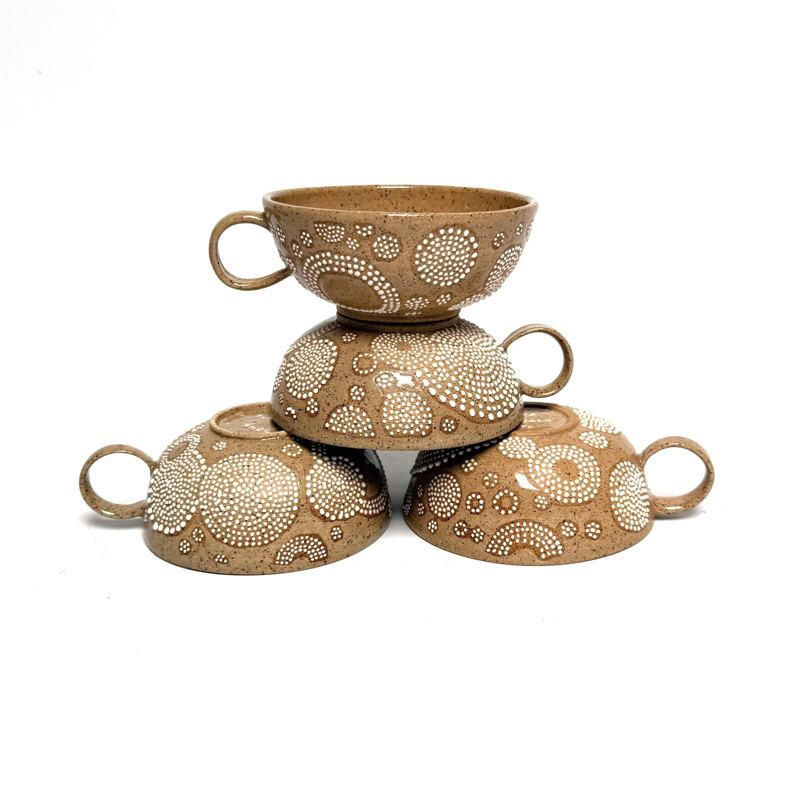 Textile Drinking Vessels (2024)- Stoneware, porcelain slip, glaze - 6x6x4 in 