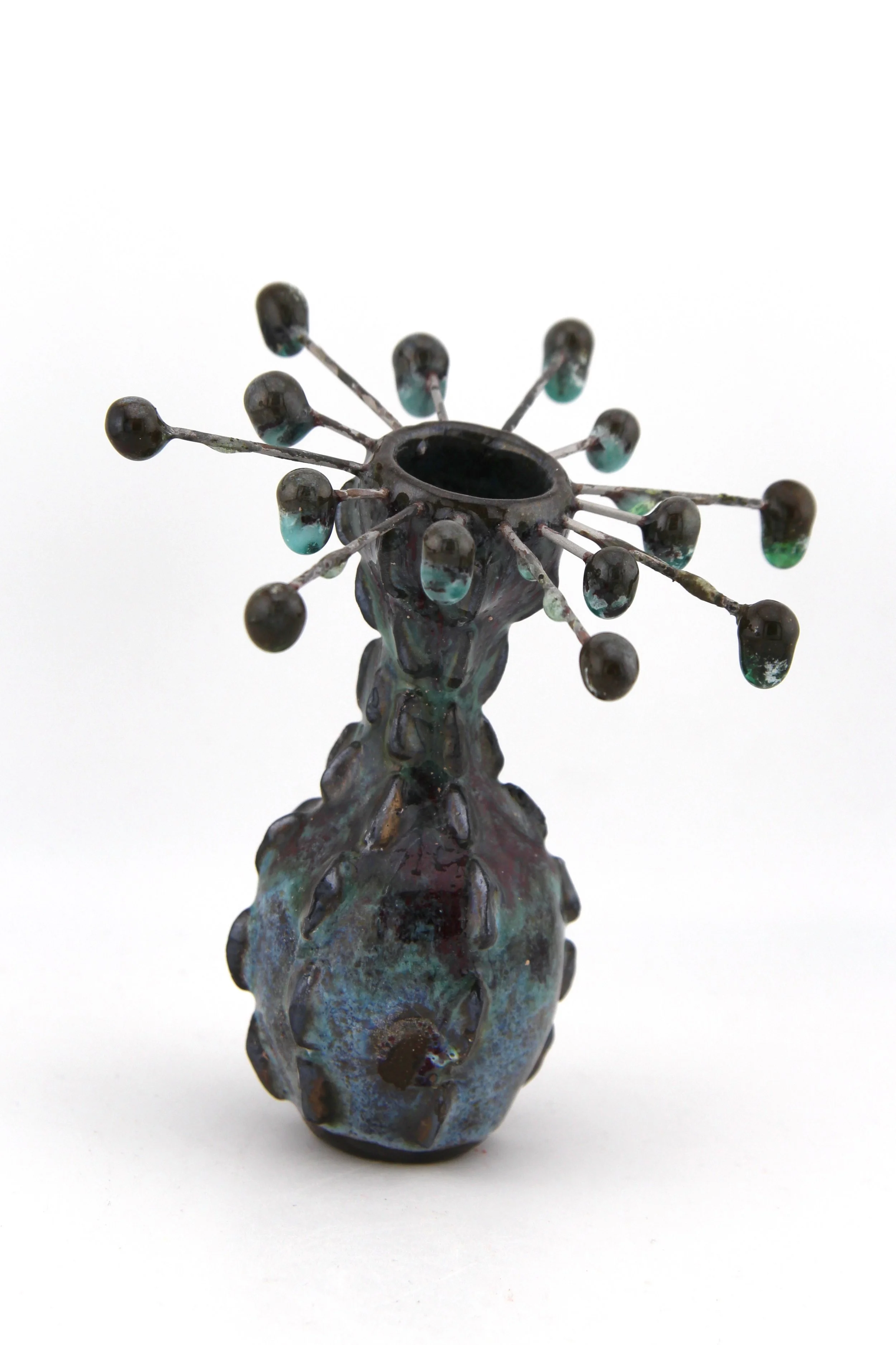 Dew Specimen (2026) - Stoneware, glaze, wood ash, nichrome wire - 4 x 4 x 5 in 