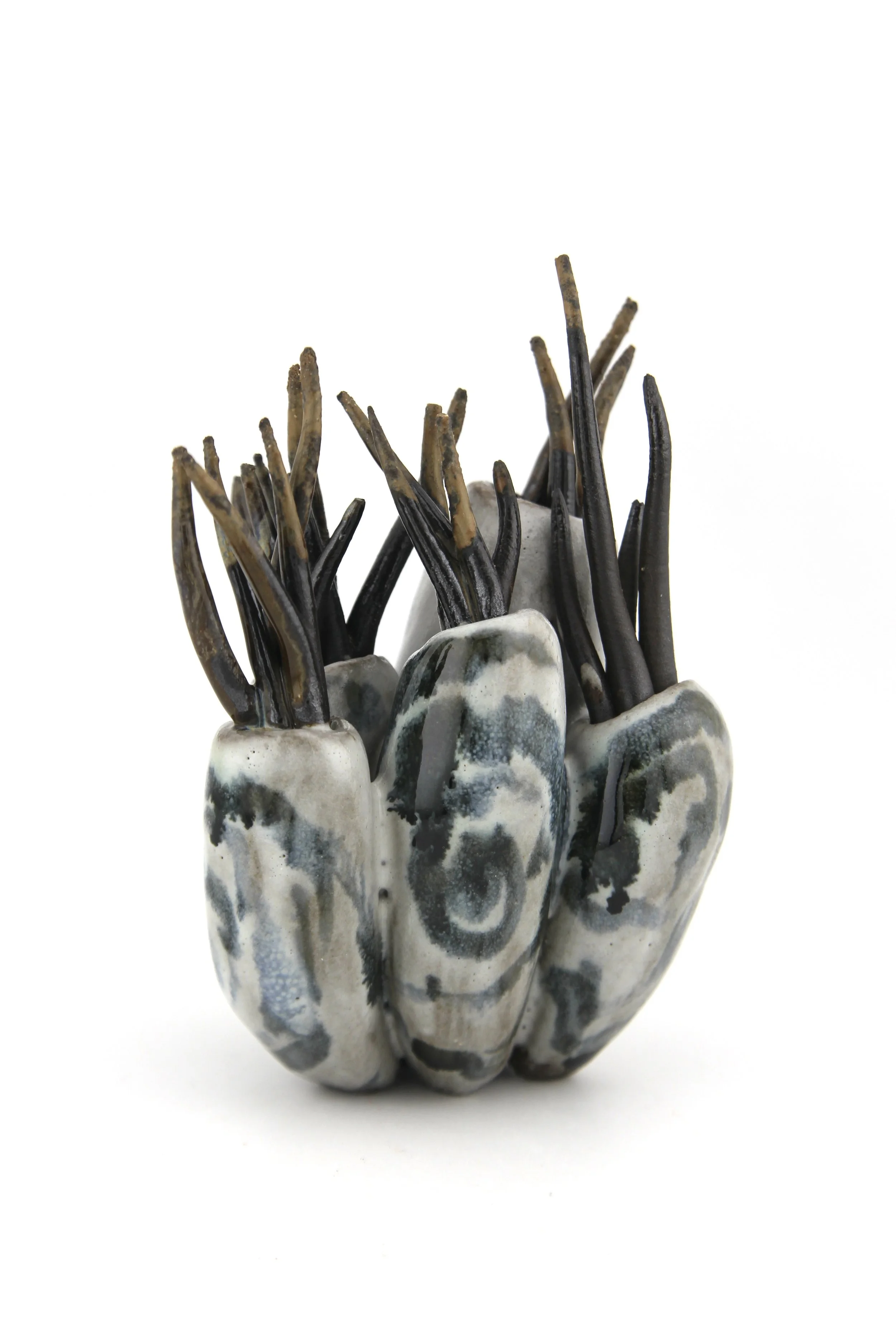 Mollusca II Specimen (2026) - Stoneware, glaze, wood ash - 2.25 x 3 x 4.5 in 