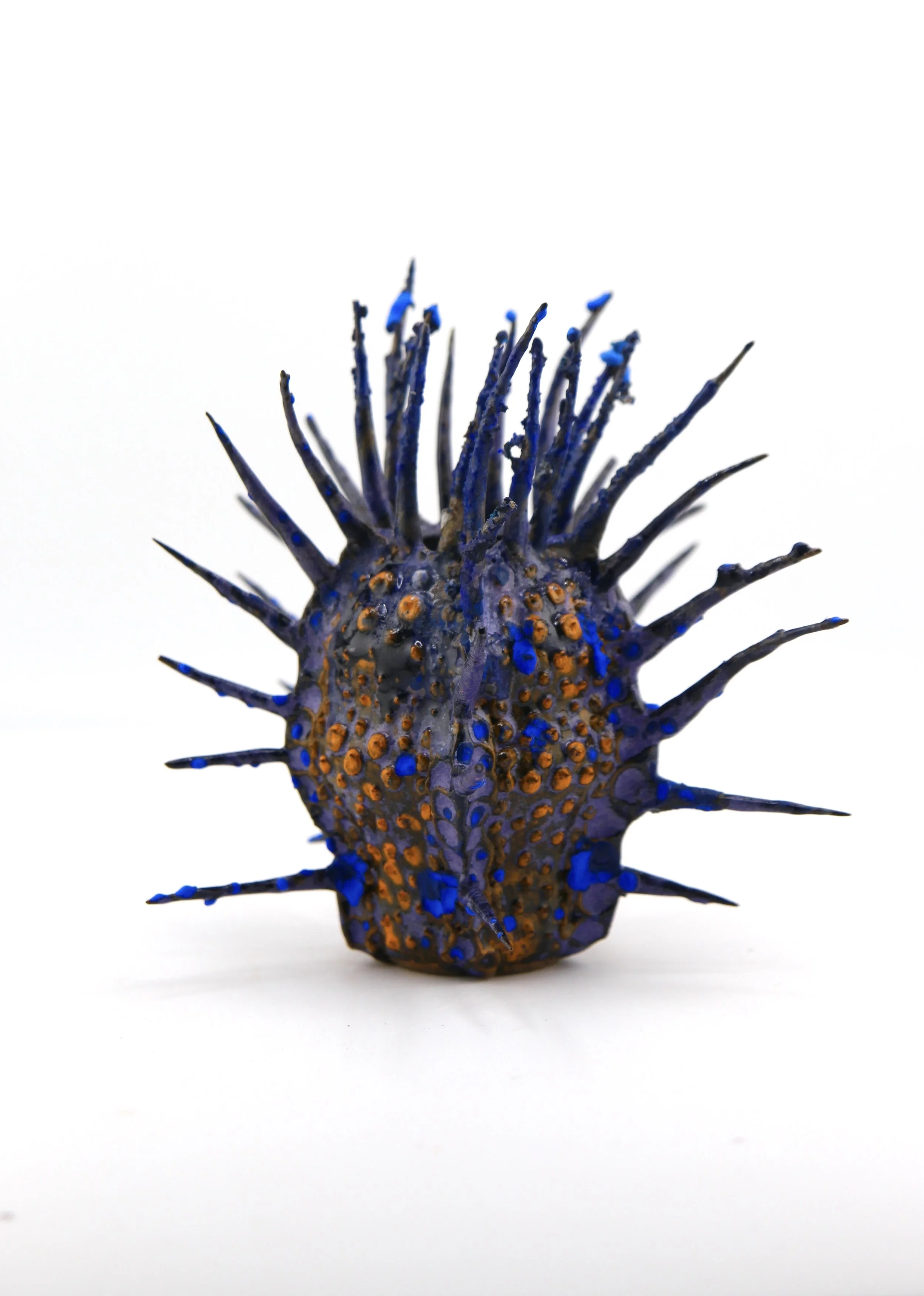 Echinodermata Specimen (2026) - Glaze, underglaze, wood ash - 5.5 x 5.5 x 5 in 