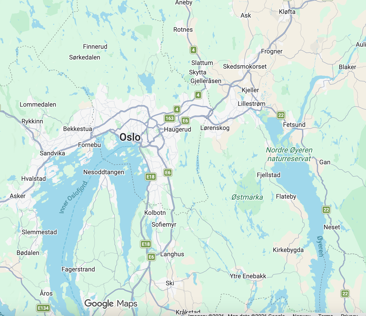 Kart over oslo omegn hvor vi utfører bildekor