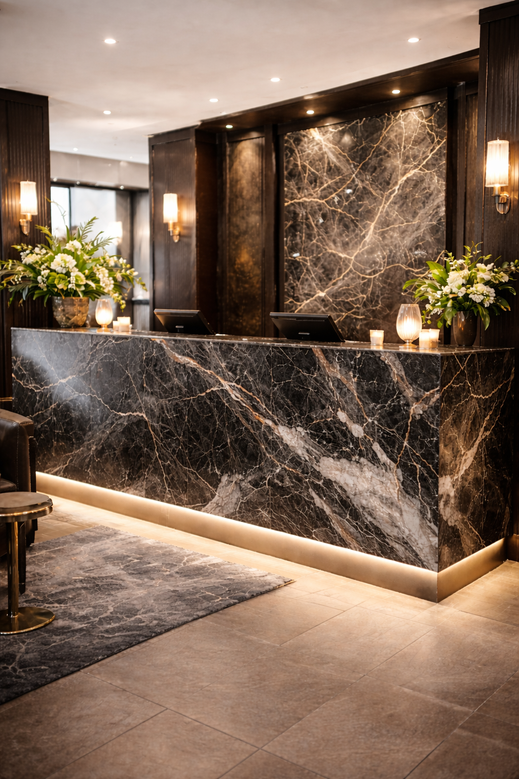 hotellrespesjon disk med interiørfolie