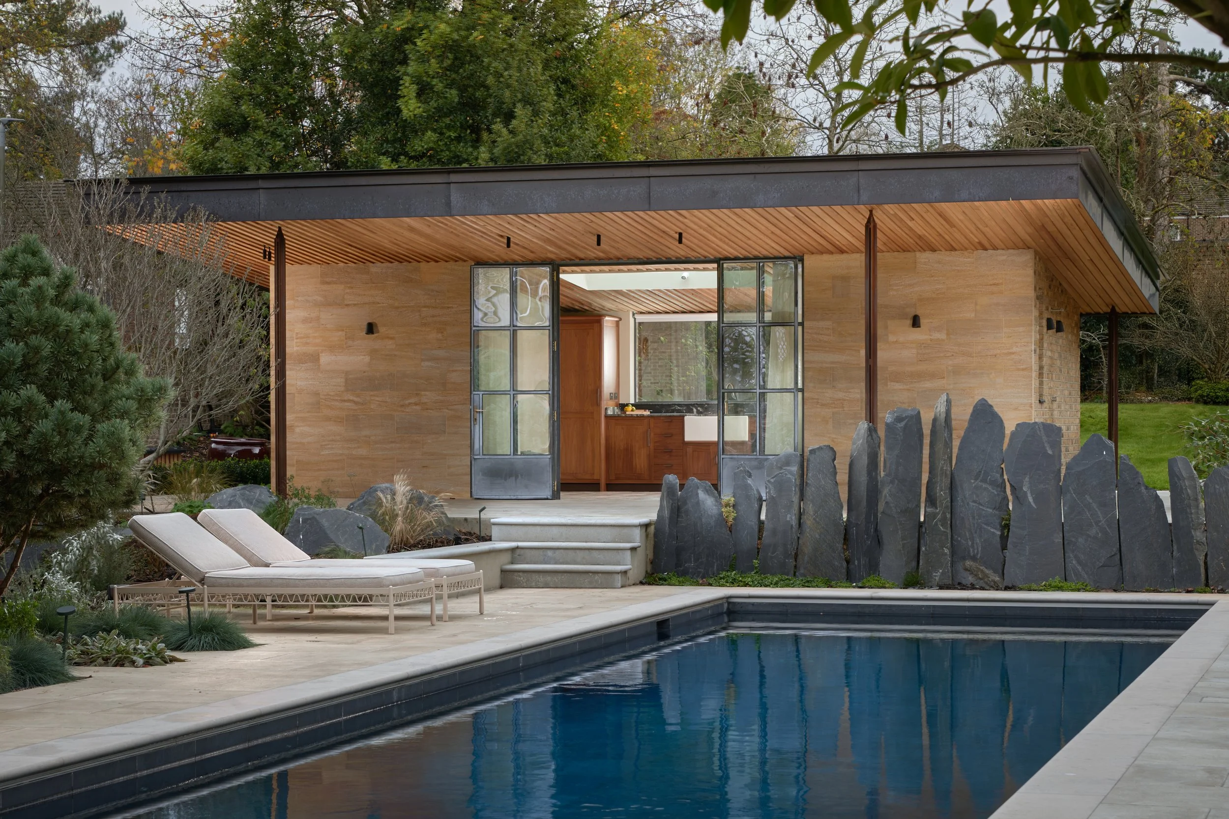 Walnut  poolhouse kitchen
