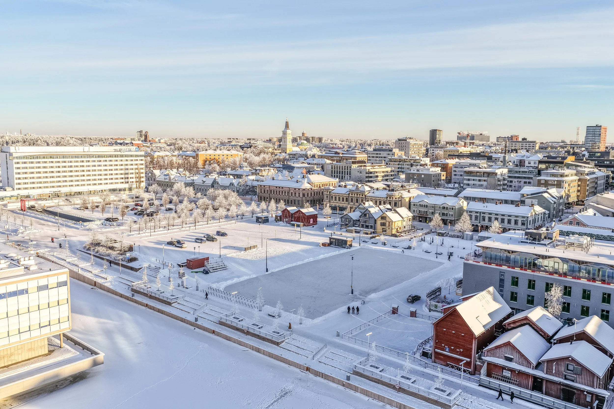 Oulun tori ilmakuva talvella 2026