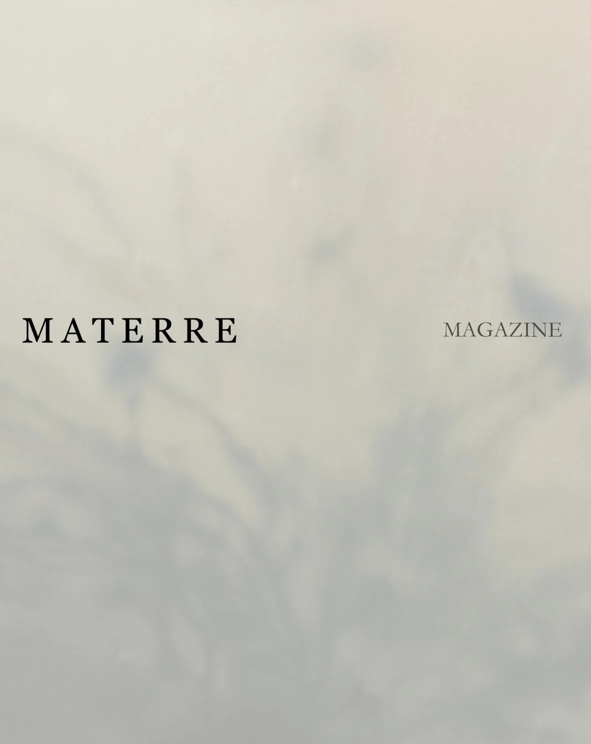 Materre Magazine title over a soft abstract background