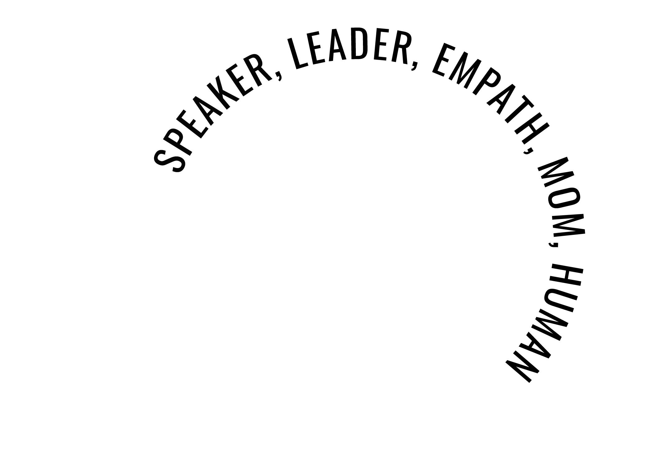 Black and white circular badge with text that reads "Speaker, Leader, Entrepreneur, Innovator" around the edge.